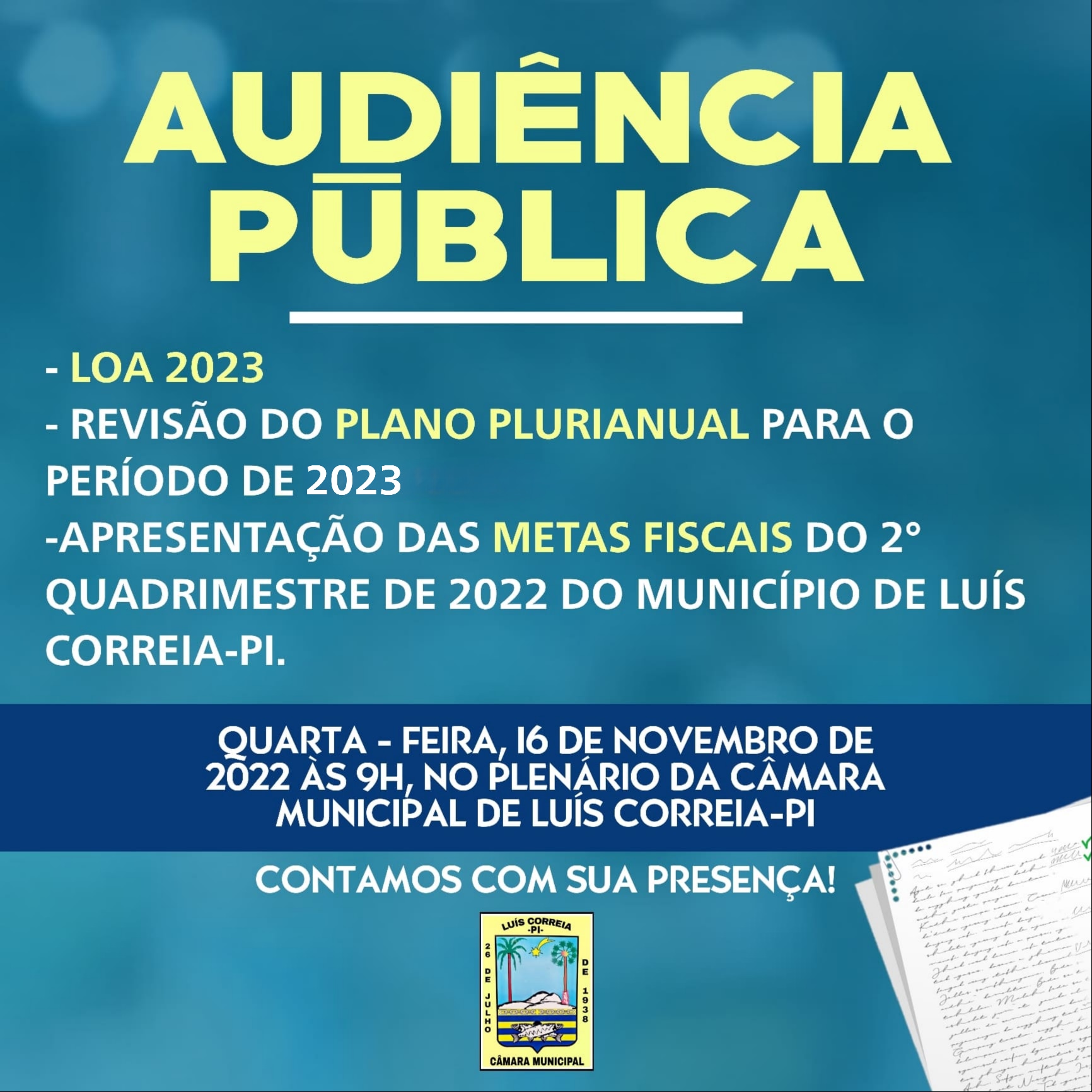 Audiência Pública LOA-2023, apresentação das Metas Fiscais 2 Quad e Revisão PPA período 2023