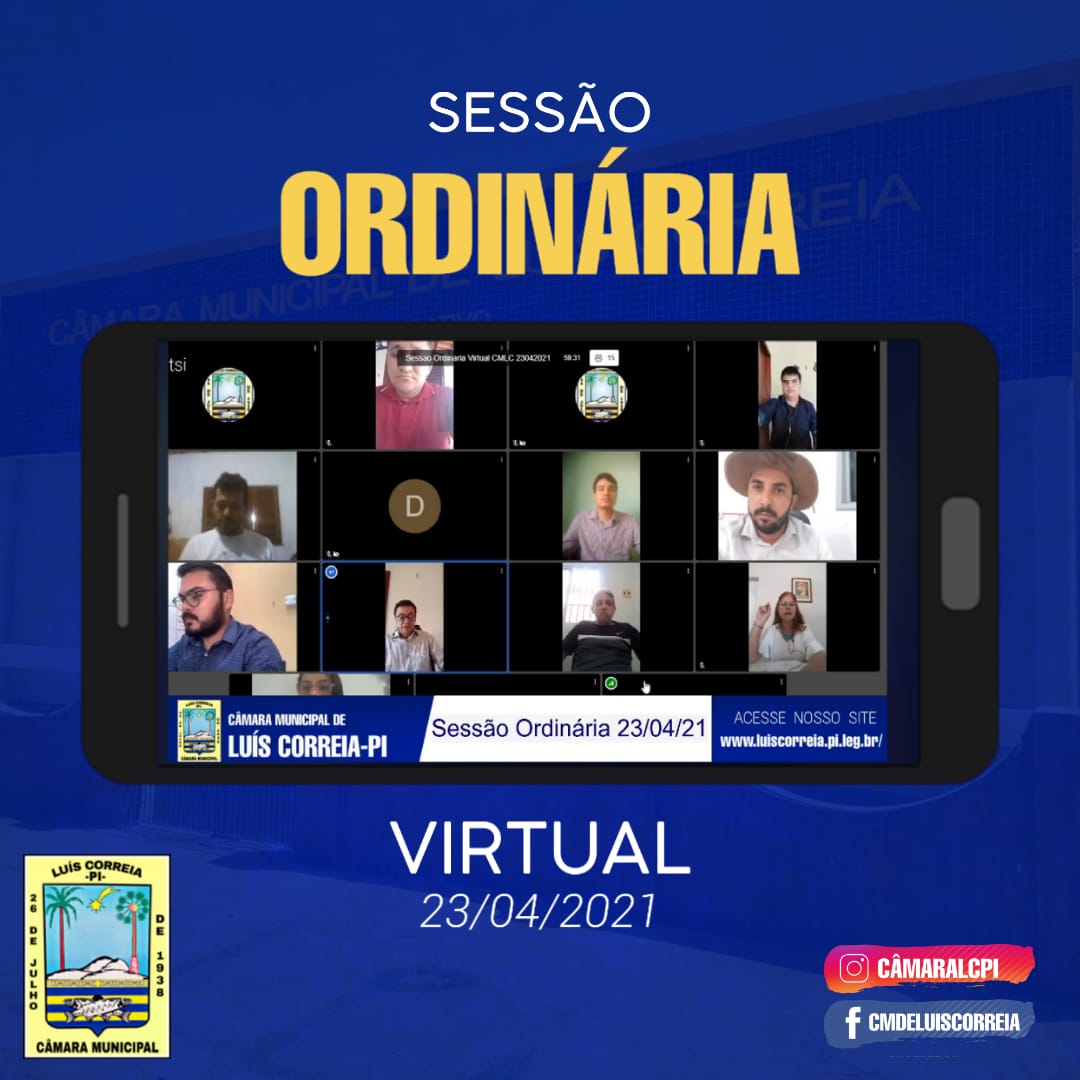 Câmara de Luís Correia discute Projetos e Indicação durante Sessão Ordinária Virtual de 23/04/2021