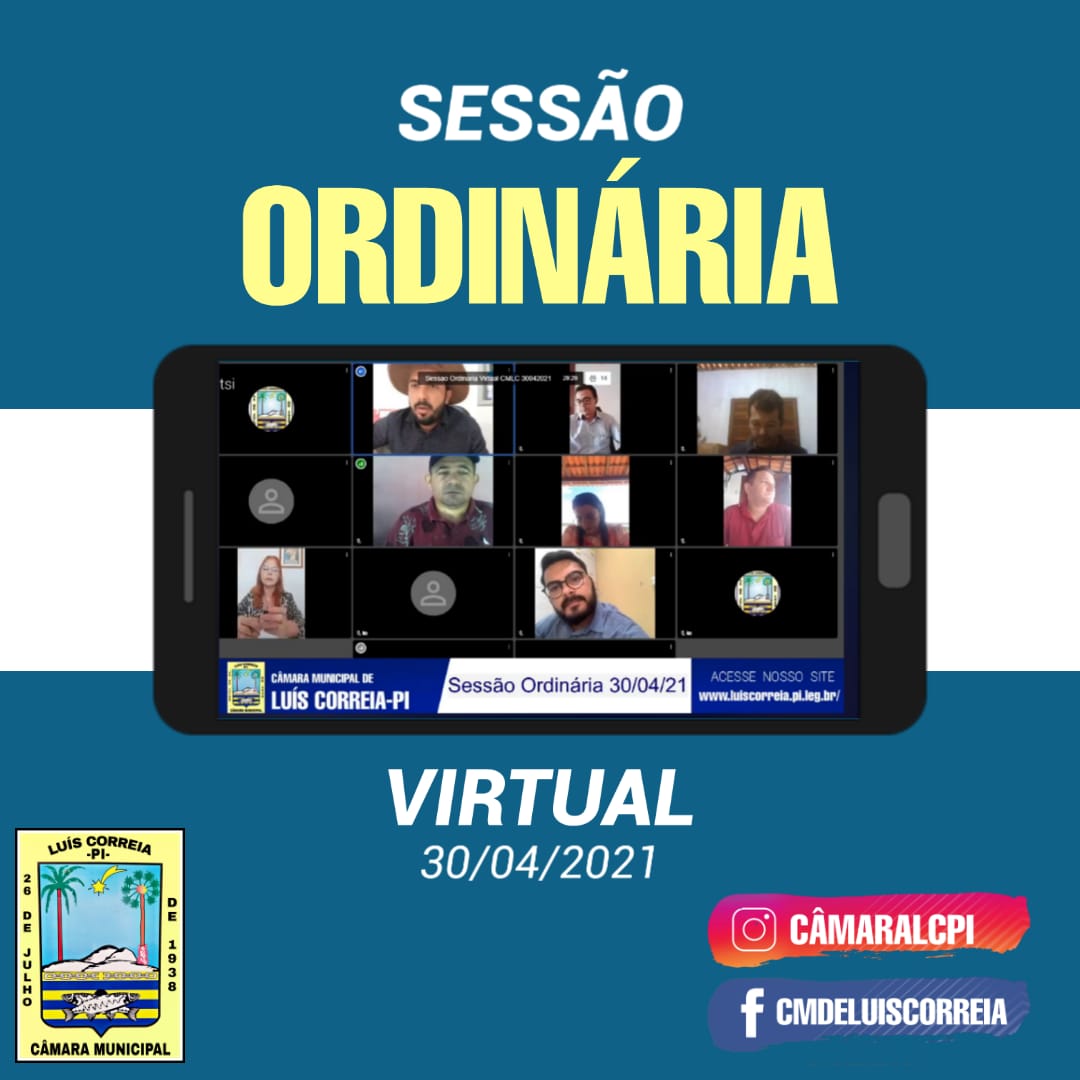 Câmara de Luís Correia discute projetos e requerimentos durante Sessão Ordinária Virtual de 30/04/2021