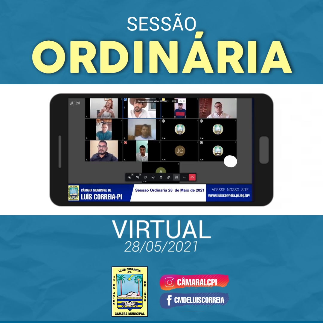 Câmara de Luís Correia discute requerimentos durante Sessão Ordinária Virtual de 28/05/2021